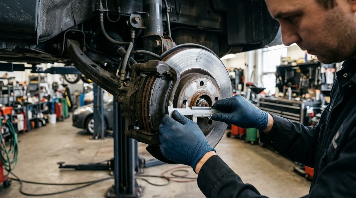 Brake rotor repair closeup