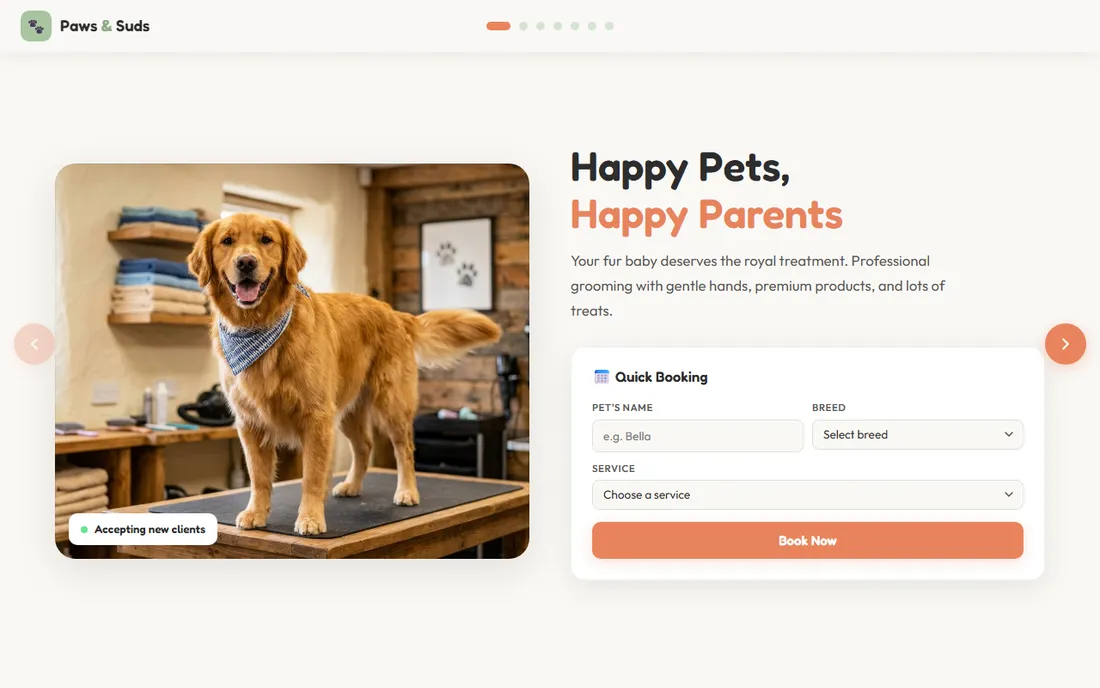 Fluff & Tumble — Pet Grooming website demo